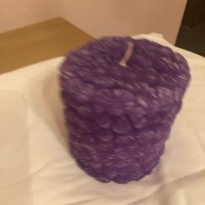 NEW PURPLE EMBOSSED FLOWER PILLAR CANDLE
